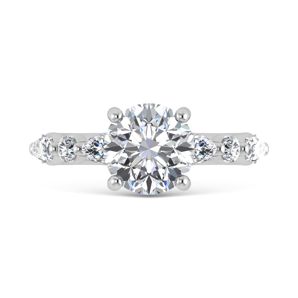 14K White Gold Lab Grown Diamond 3 1/2 Ct.Tw. Round Shape Halo Engagement Ring (IGI Certified Center 3ct)