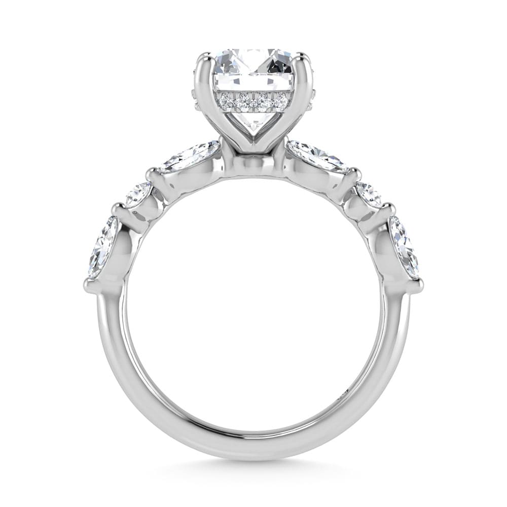 14K White Gold Lab Grown Diamond 3 1/2 Ct.Tw. Round Shape Halo Engagement Ring (IGI Certified Center 3ct)