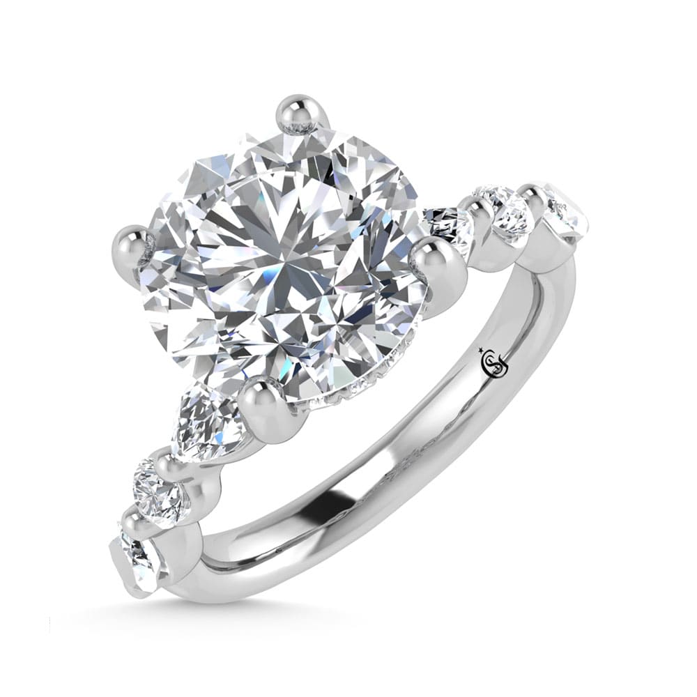 14K White Gold Lab Grown Diamond 3 1/2 Ct.Tw. Round Shape Halo Engagement Ring (IGI Certified Center 3ct)
