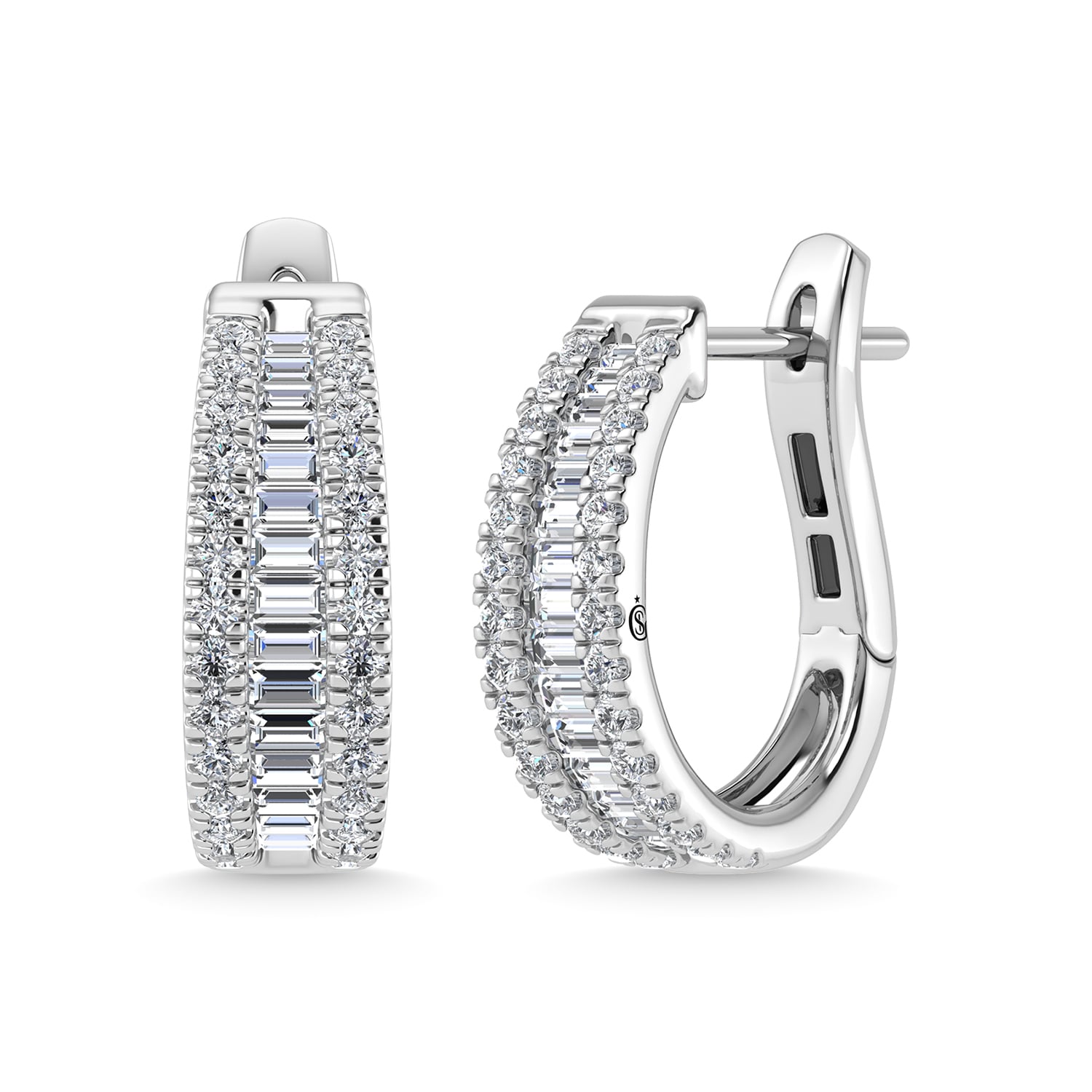 14K White Gold Lab Grown Diamond 1 1/2 Ct.Tw. Hoop Earrings