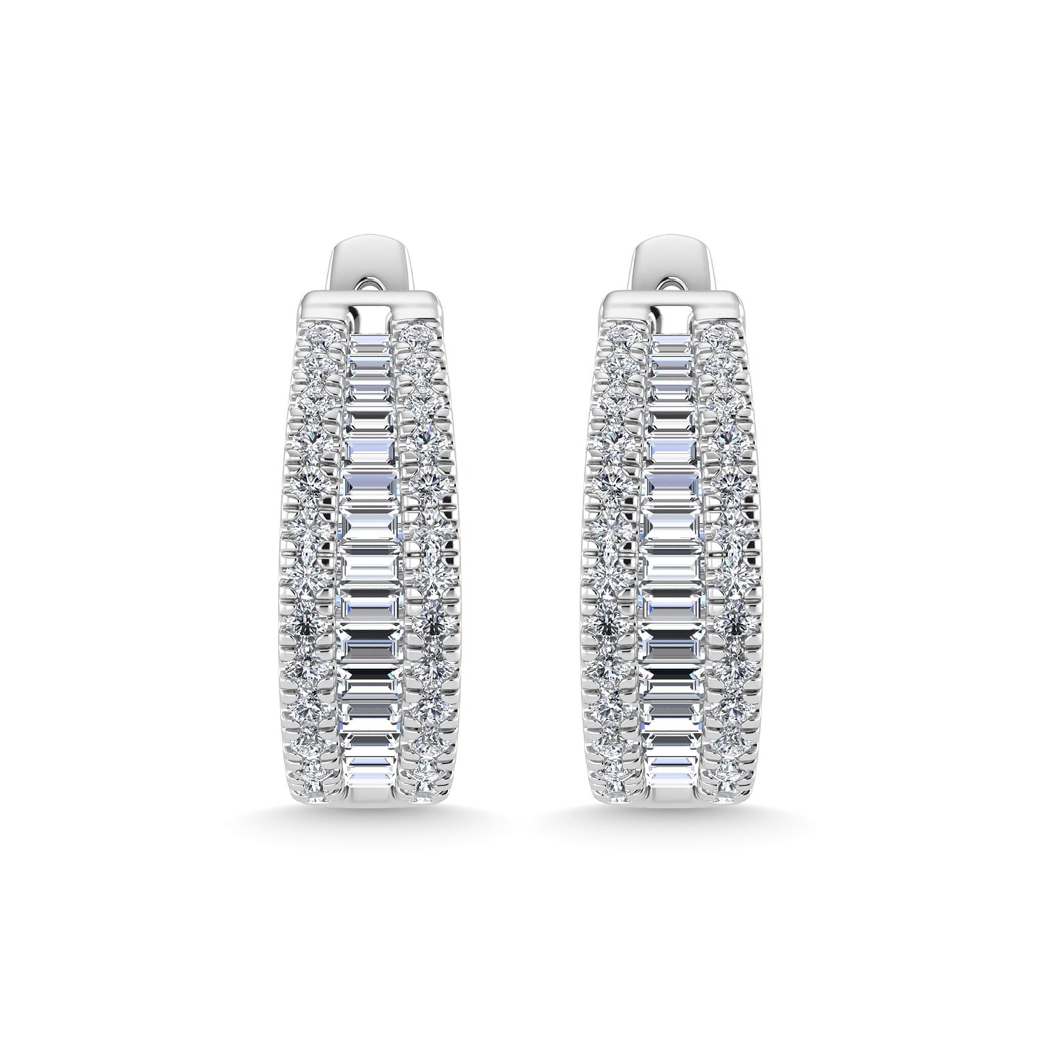 14K White Gold Lab Grown Diamond 1 1/2 Ct.Tw. Hoop Earrings