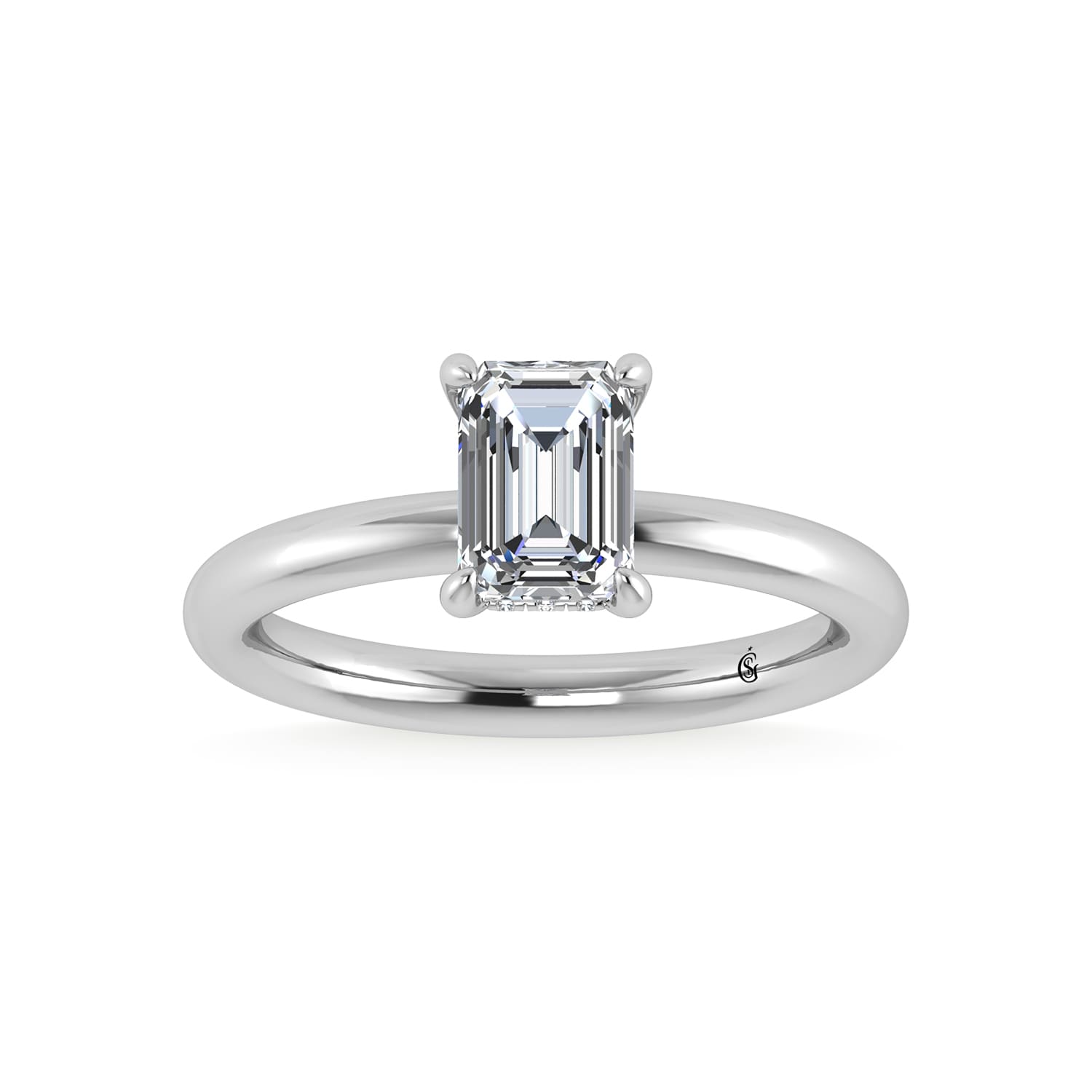 14K White Gold Lab Grown Diamond 1 1/2 Ct.Tw. Emerald Shape Engagement Ring (IGI Certified Center 1 1/2ct)