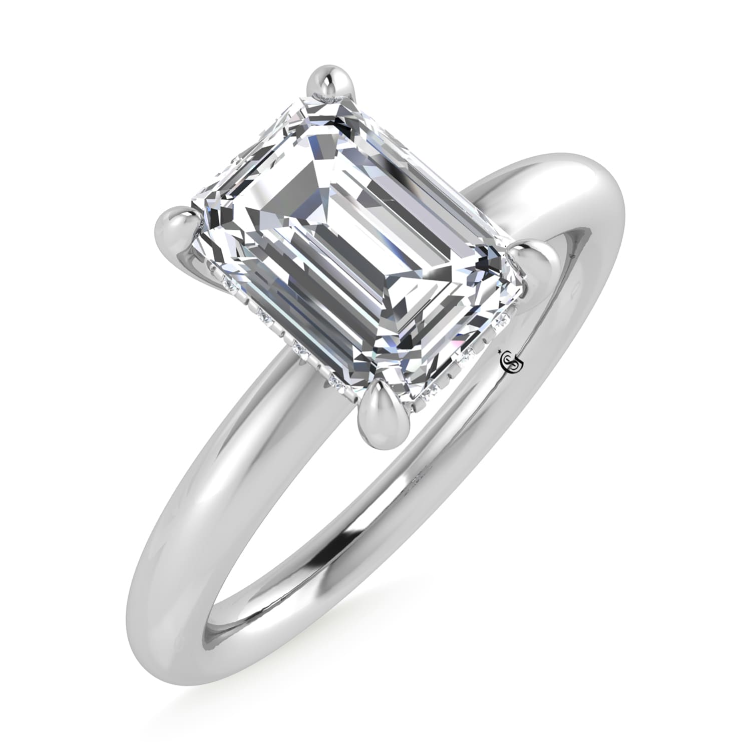 14K White Gold Lab Grown Diamond 1 1/2 Ct.Tw. Emerald Shape Engagement Ring (IGI Certified Center 1 1/2ct)