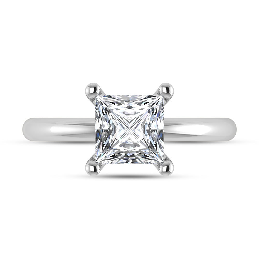 14K White Gold Lab Grown Princess Shape Lab Grown Diamond 1 1/2 ct.tw. Certified Solitaire Engagement Ring (IGI Certified Center  1 1/2ct)