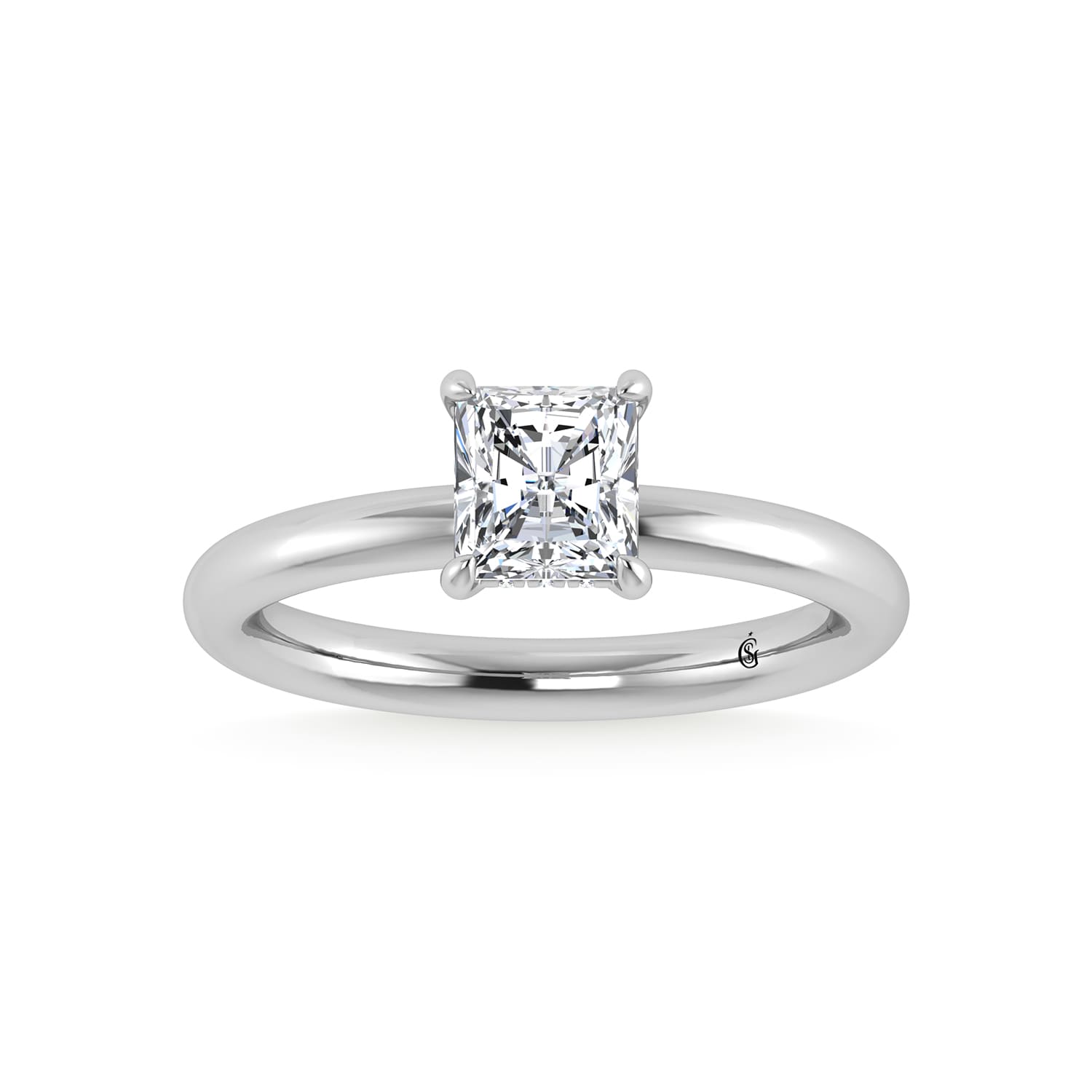 14K White Gold Lab Grown Diamond 1 1/20Ct.Tw. Radiant Shape Engagement Ring (IGI Certified Center 1ct)