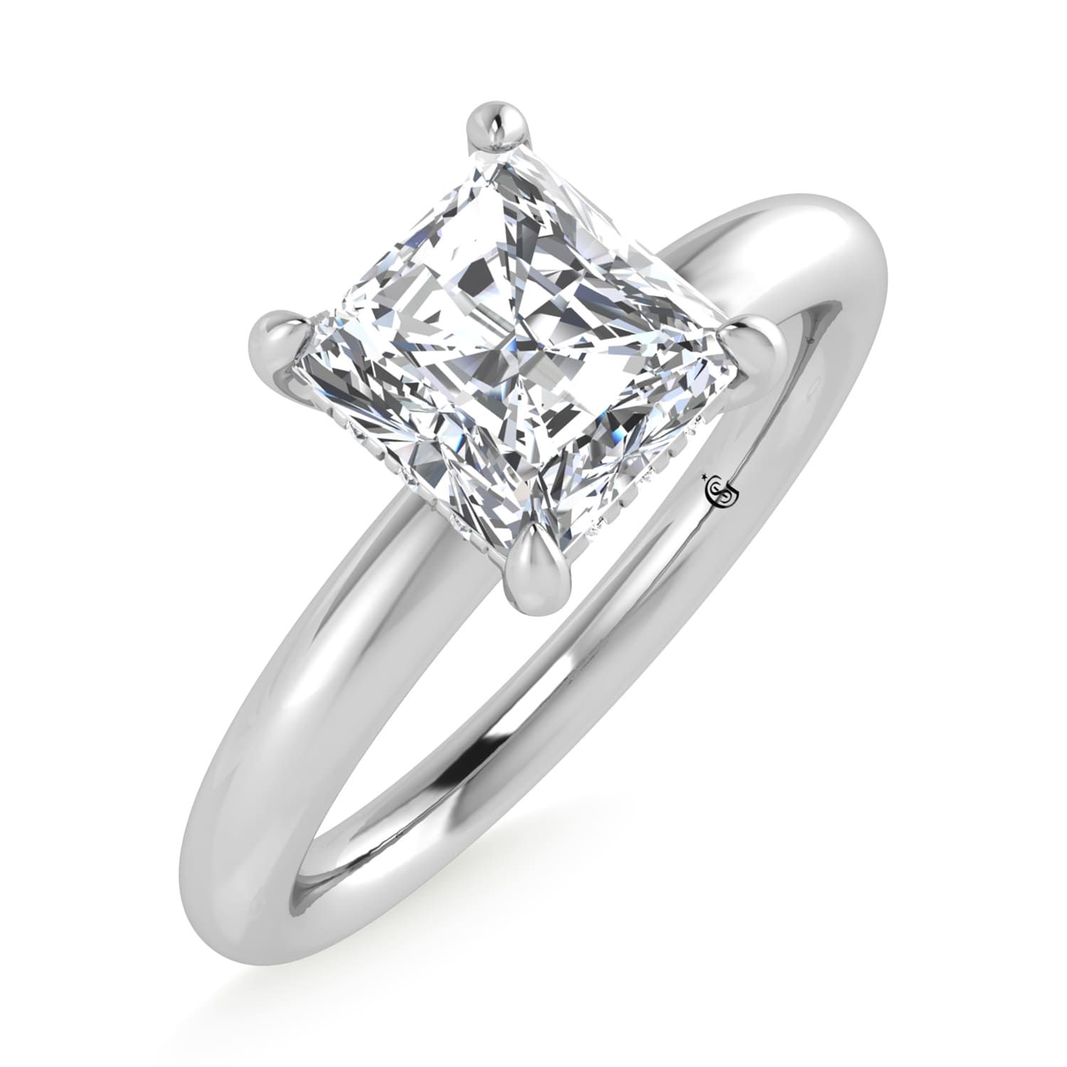14K White Gold Lab Grown Diamond 1 1/20Ct.Tw. Radiant Shape Engagement Ring (IGI Certified Center 1ct)
