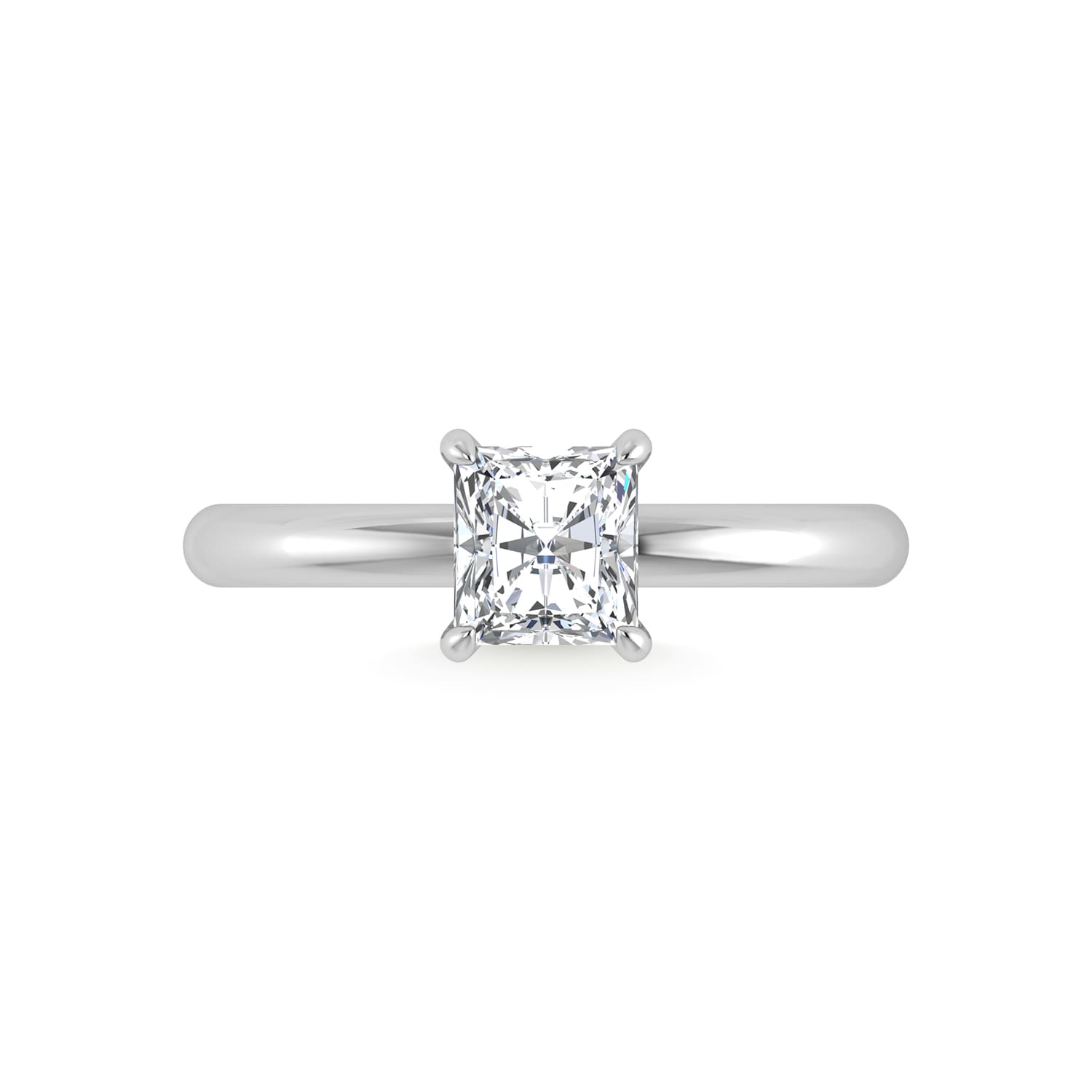 14K White Gold Lab Grown Diamond 1 1/20Ct.Tw. Radiant Shape Engagement Ring (IGI Certified Center 1ct)
