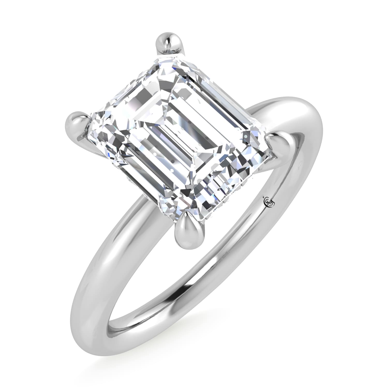 14K White Gold Lab Grown Diamond 2 1/20 Ct.Tw. Radiant Shape Engagement Ring (IGI Certified Center 2ct)