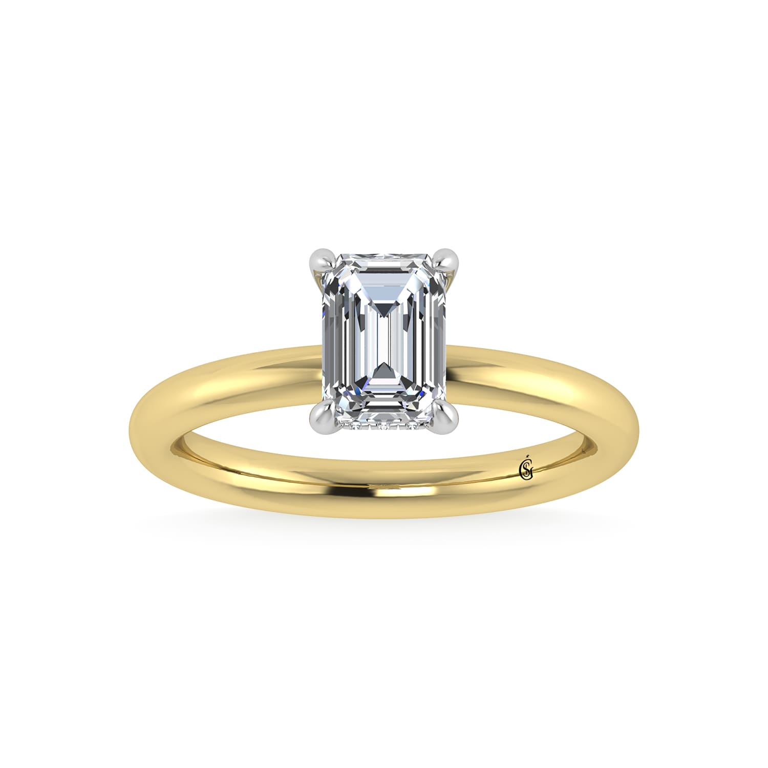 14K White Gold Lab Grown Diamond 1 1/2 Ct.Tw. Emerald Shape  Engagement Ring (IGI Certified Center 1 1/2ct)