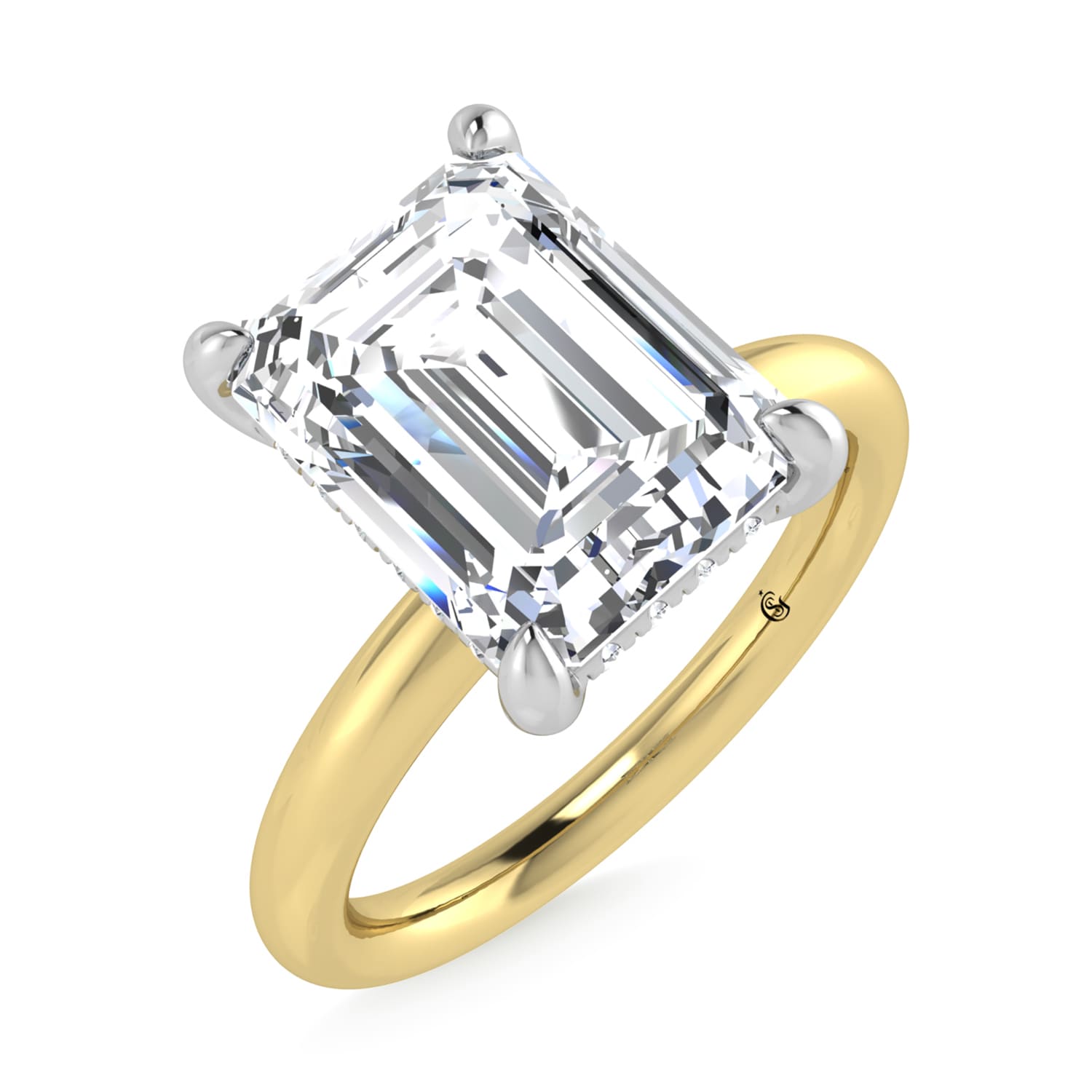 14K White Gold Lab Grown Diamond 3 1/20 Ct.Tw. Emerald Shape  Engagement Ring (IGI Certified Center 3ct)