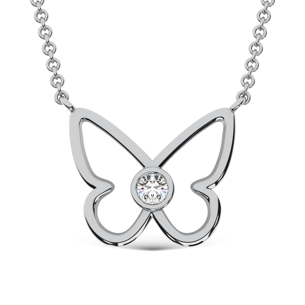 10K White Gold Lab Grown Diamond 1/20 Ct.Tw. Fashion Necklace