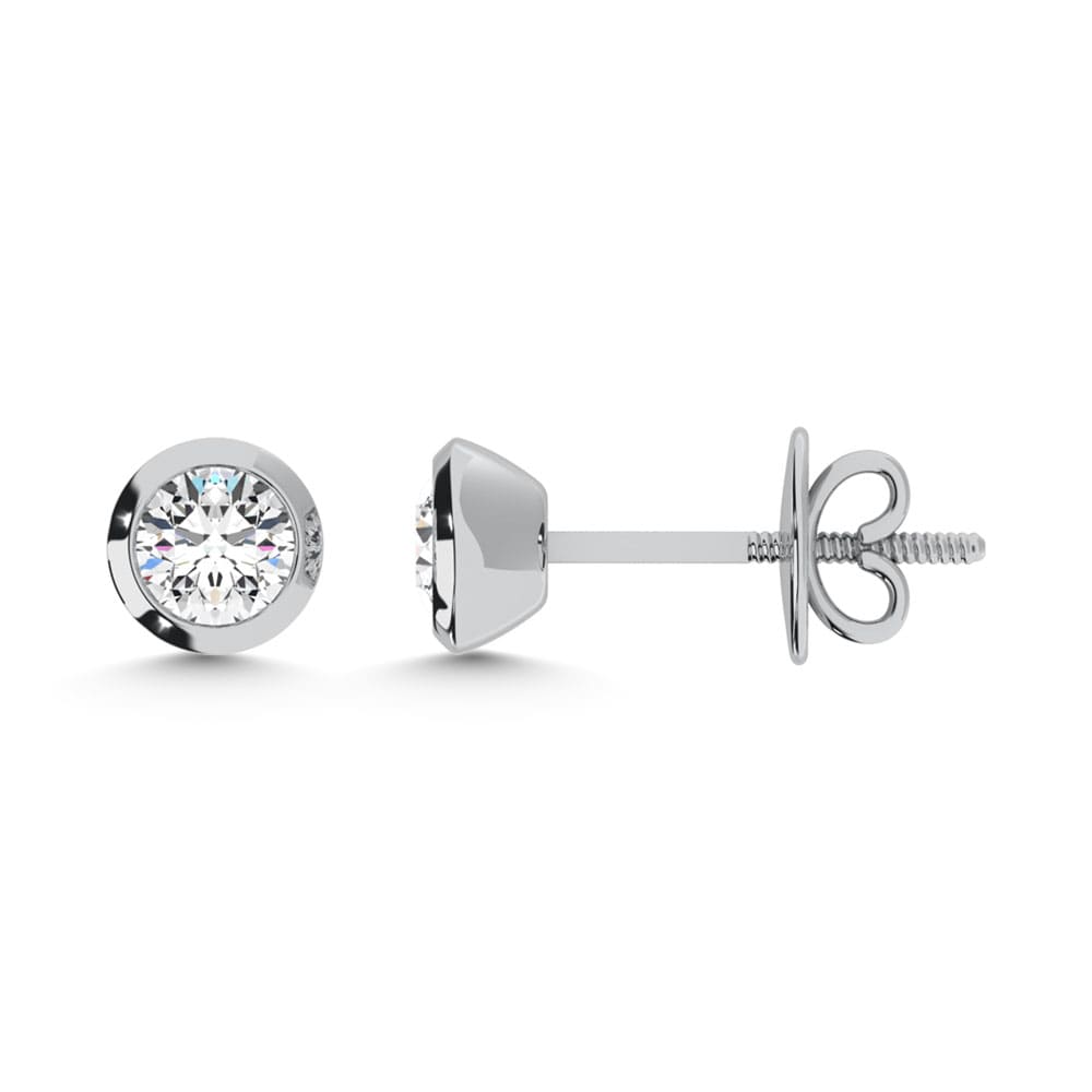 10K White Gold Lab Grown Diamond 1/5 Ct.Tw. Round Shape Stud Earrings