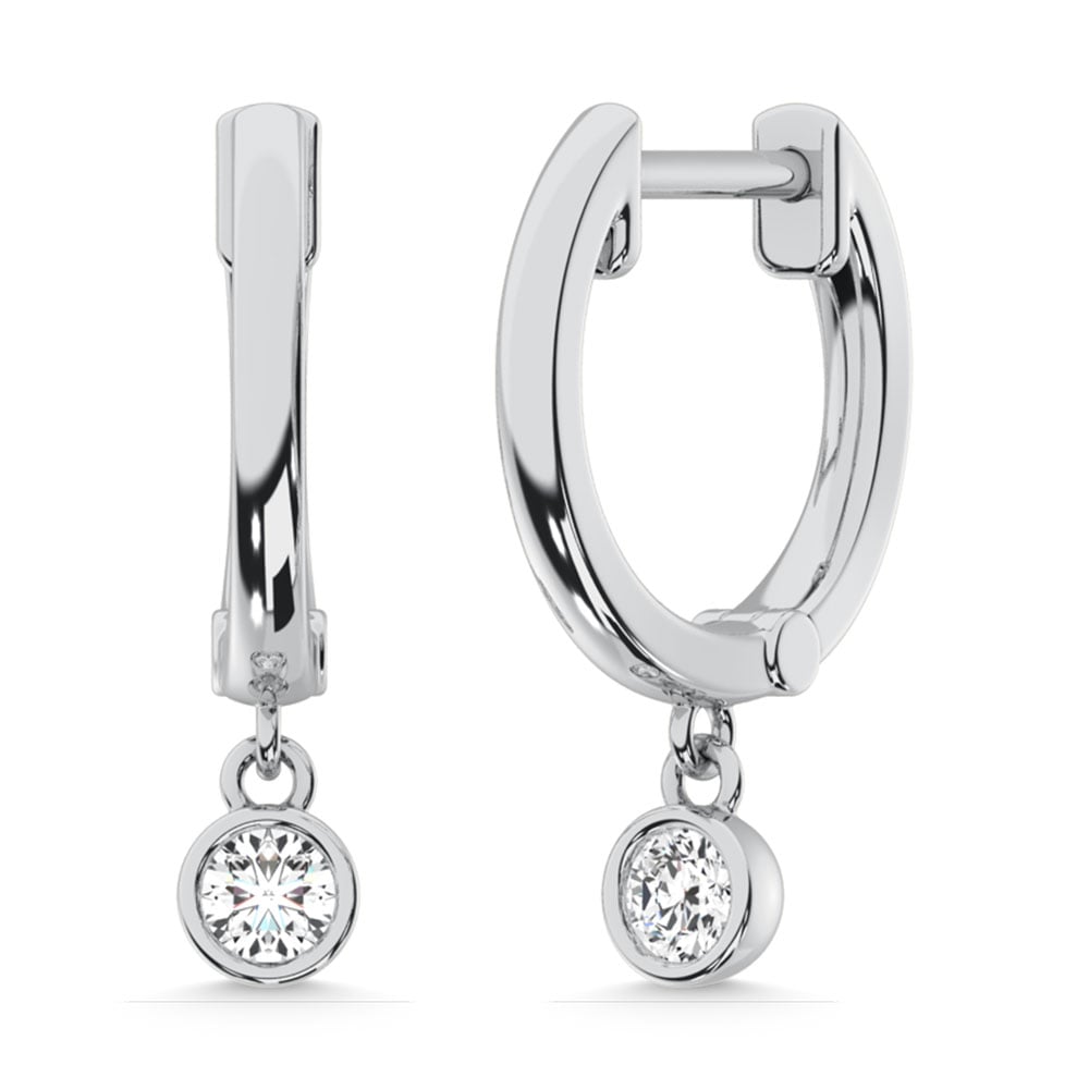 10K White Gold Lab Grown Diamond 1/5 Ct.Tw. Hoop Earrings