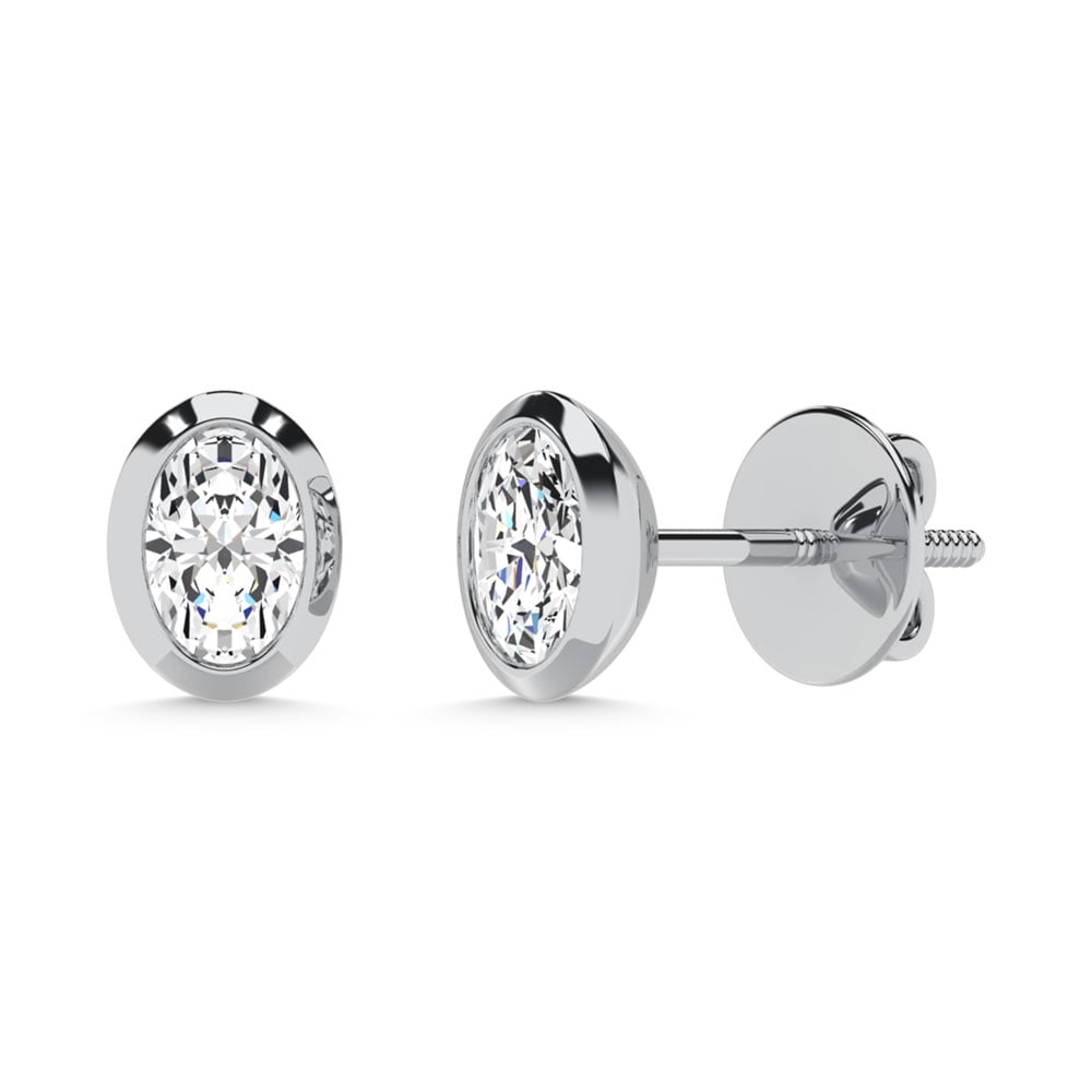 10K White Gold Lab Grown Diamond 1/5 Ct.Tw. Oval Shape Stud Earrings