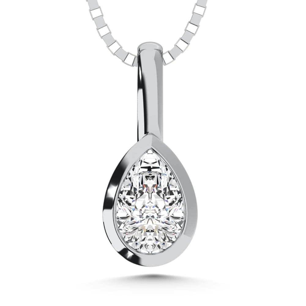 10K White Gold Lab Grown Diamond 1/6 Ct.Tw. Pear Shape  Solitaire Pendant