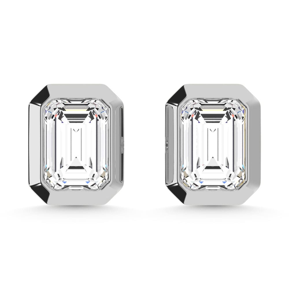 10K White Gold Lab Grown Diamond 1/5 Ct.Tw. Emerald Shape Stud Earrings