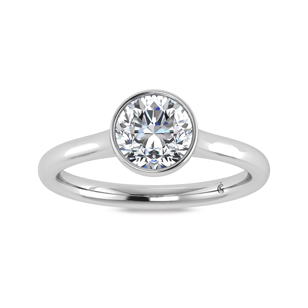 14K White Gold Lab Grown Bezel Set Lab Grown Diamond 3/4 ct.tw. Solitaire Ring