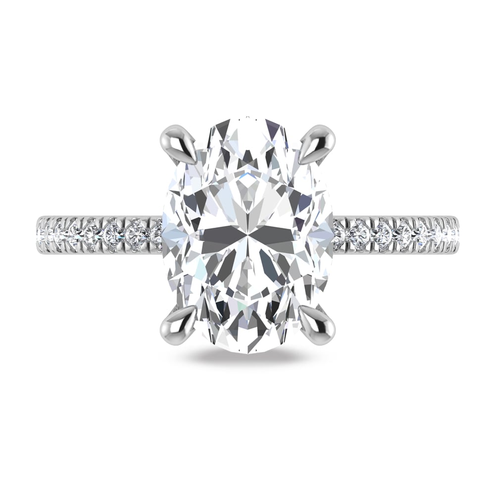 14K White Gold Lab Grown Diamond 3 3/8 Ct.Tw. Oval Shape Engagement Ring (IGI Certified Center 3ct)