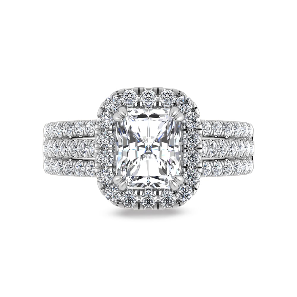 14K White Gold Lab Grown Diamond 3 Ct.Tw. Radiant Shape Engagement Ring  (IGI Certified Center 2ct)