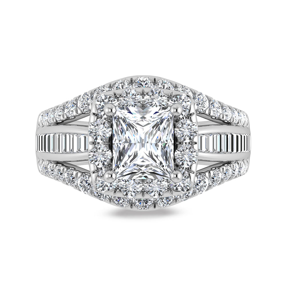 14K White Gold Lab Grown Diamond 5 1/3 Ct.Tw. Princess Shape Engagement Ring (IGI Certified Center 3ct)