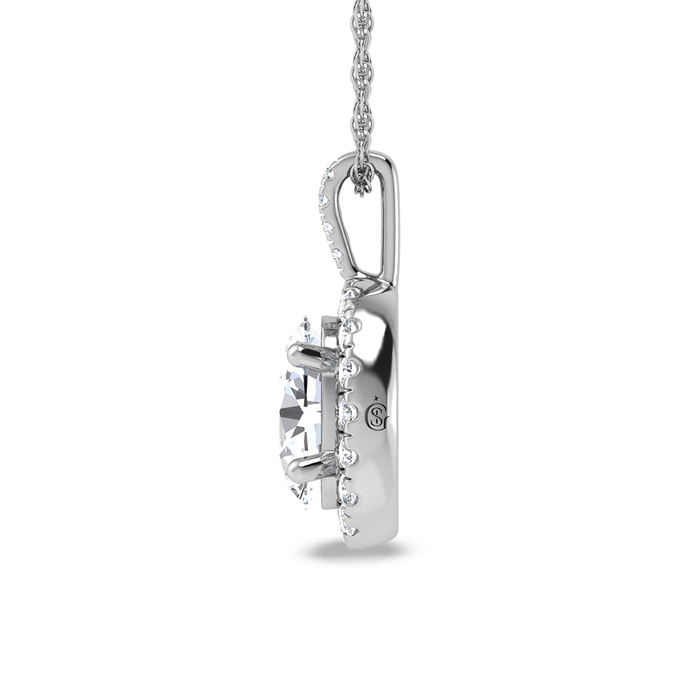 14K White Gold Lab Grown Diamond 2 1/3 Ct.Tw. Fashion Pendant (Center  2 ct)