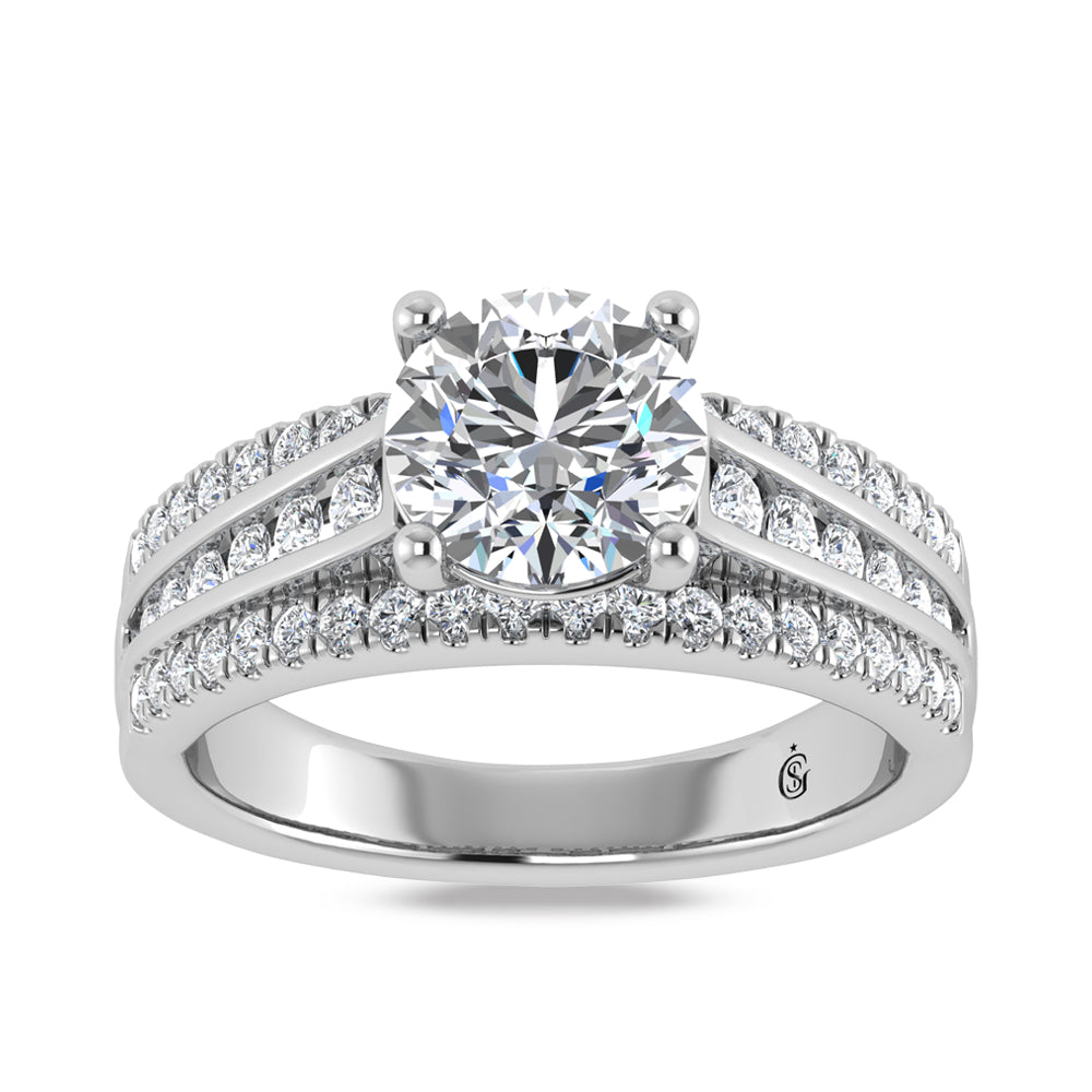10K White Gold Lab Grown Diamond 2 1/2 Ct.Tw. Round Shape Engagement Ring (IGI Certified Center 2ct)