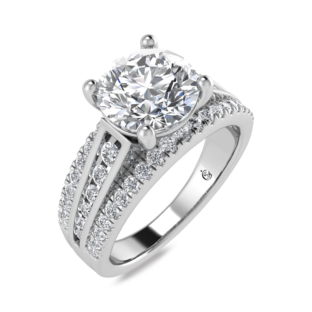 10K White Gold Lab Grown Diamond 2 1/2 Ct.Tw. Round Shape Engagement Ring (IGI Certified Center 2ct)