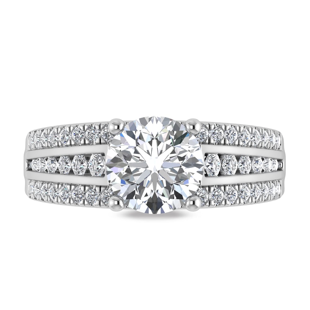 10K White Gold Lab Grown Diamond 2 5/8 Ct.Tw. Round Shape Engagement Ring (IGI Certified Center 2ct)