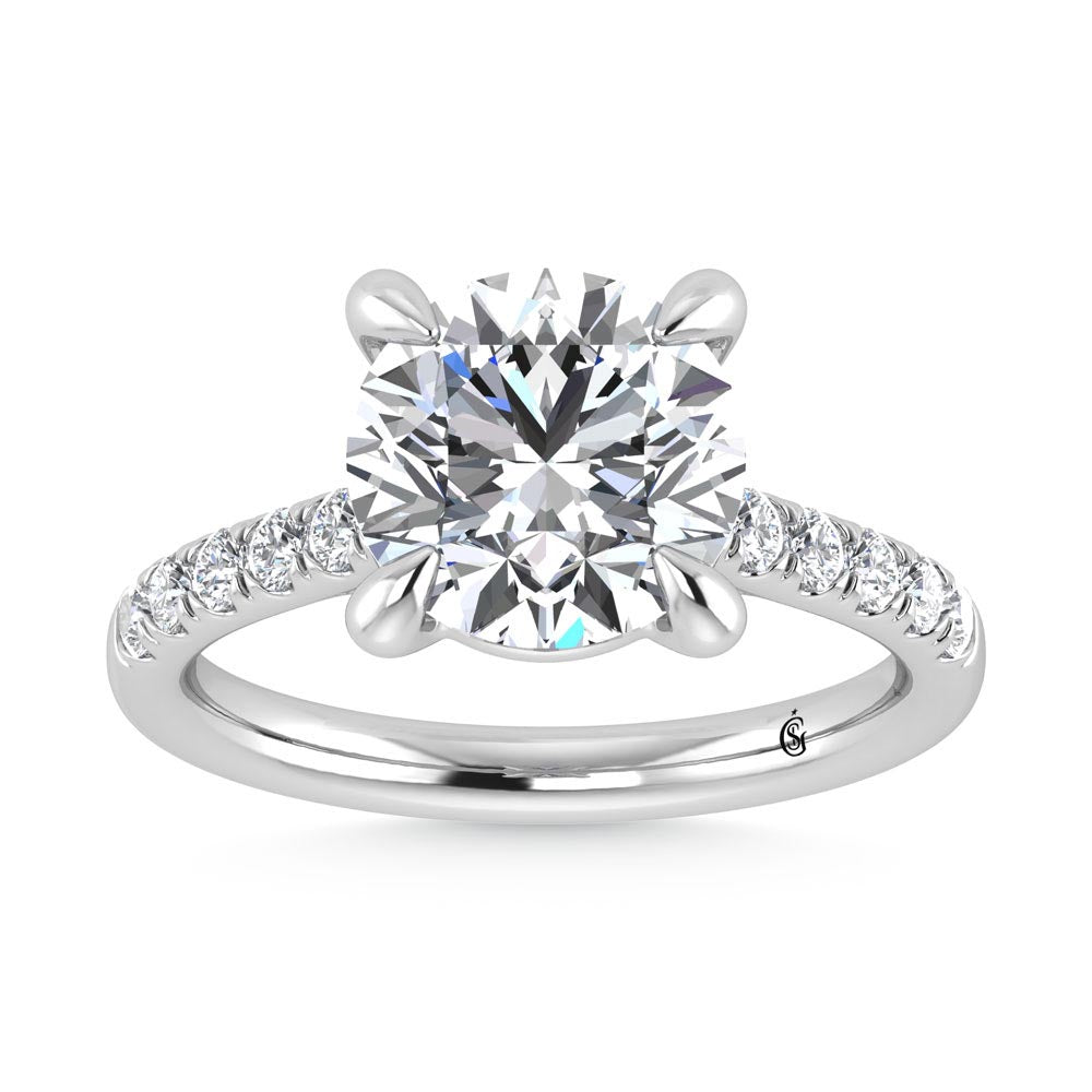 14K White Gold Lab Grown Diamond 3 1/3 Ct.Tw. Engagement Ring (IGI Certified Center 3ct)
