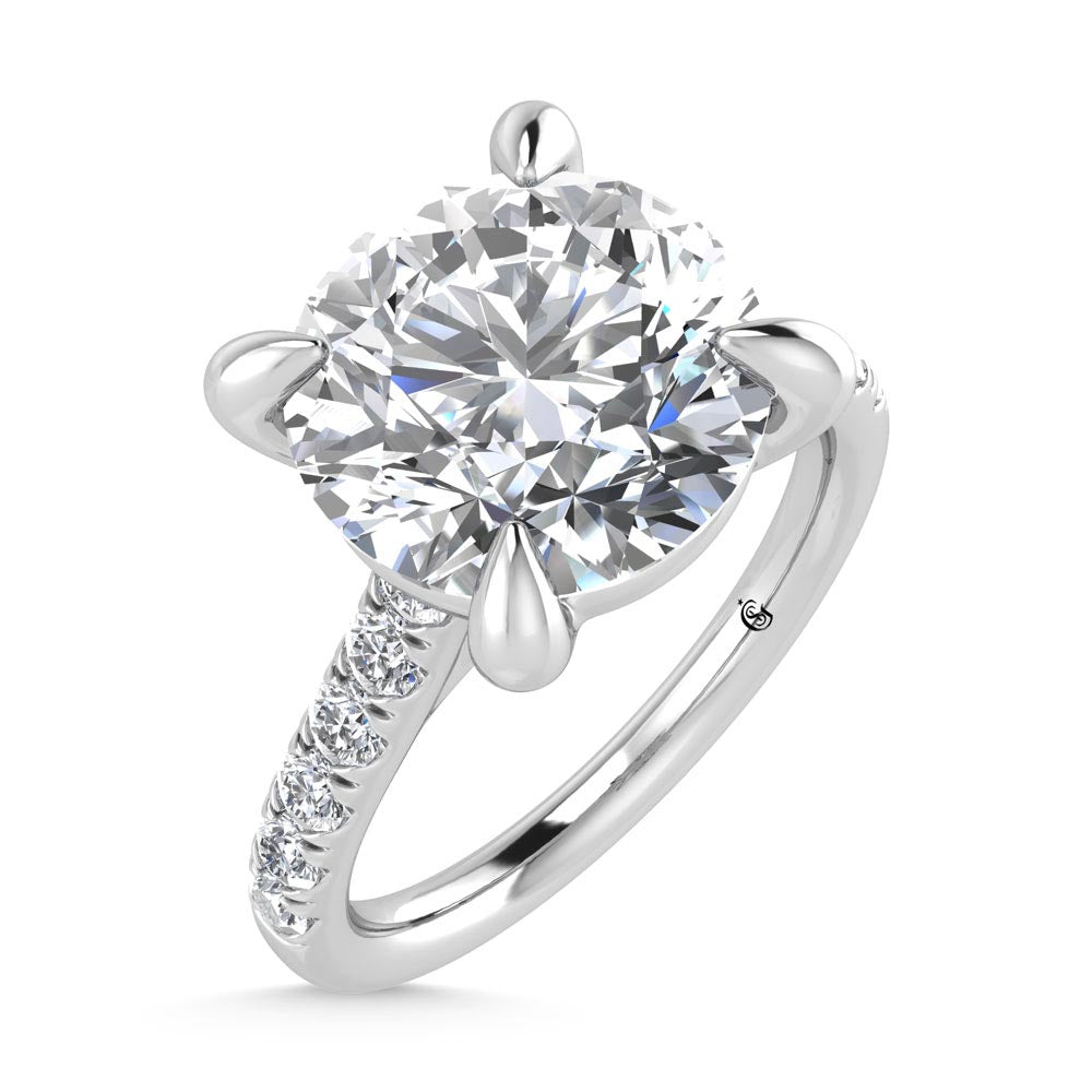 14K White Gold Lab Grown Diamond 3 1/3 Ct.Tw. Engagement Ring (IGI Certified Center 3ct)