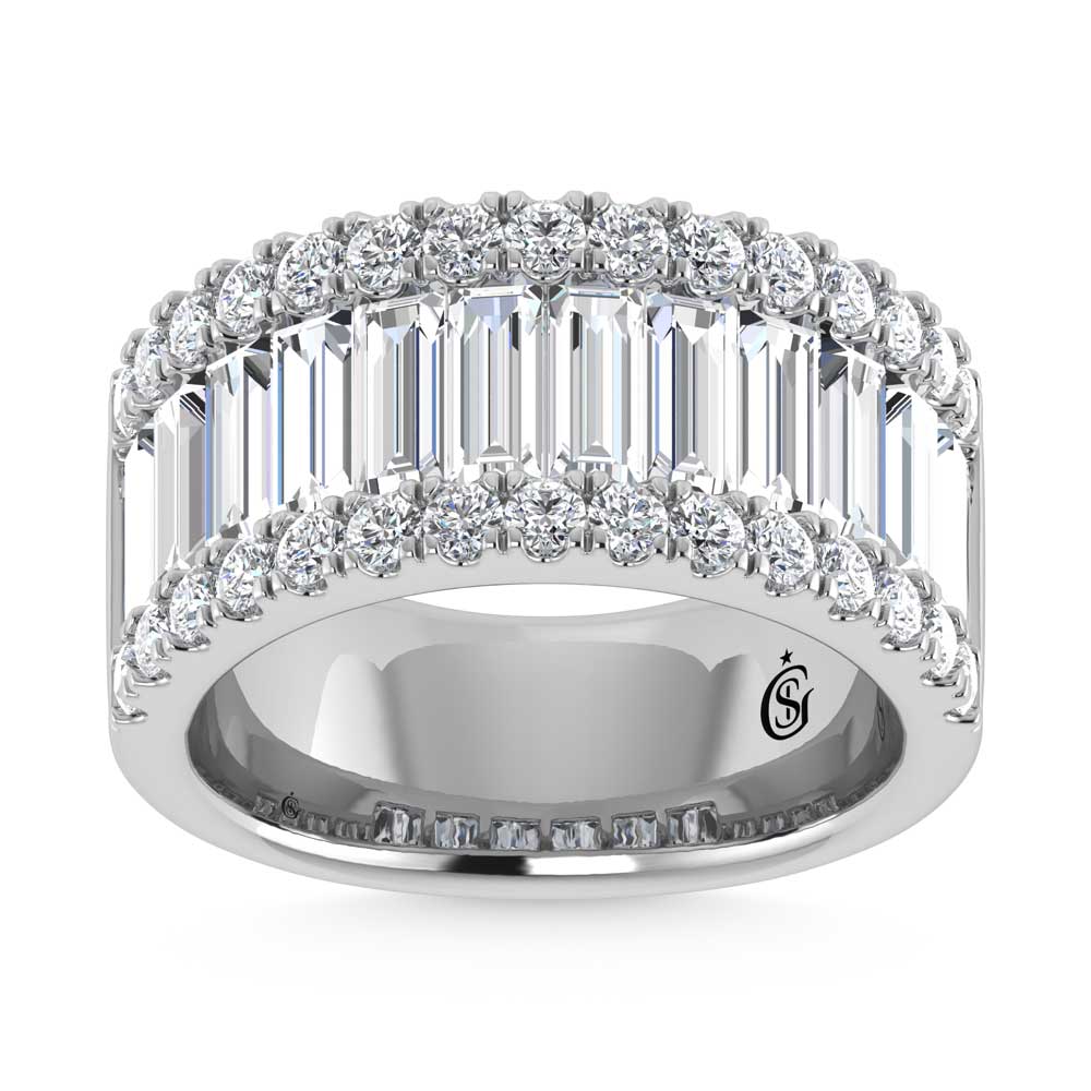 14K White Gold Round & Baguette Lab Grown Diamond 4 Ct.Tw. Wedding Band
