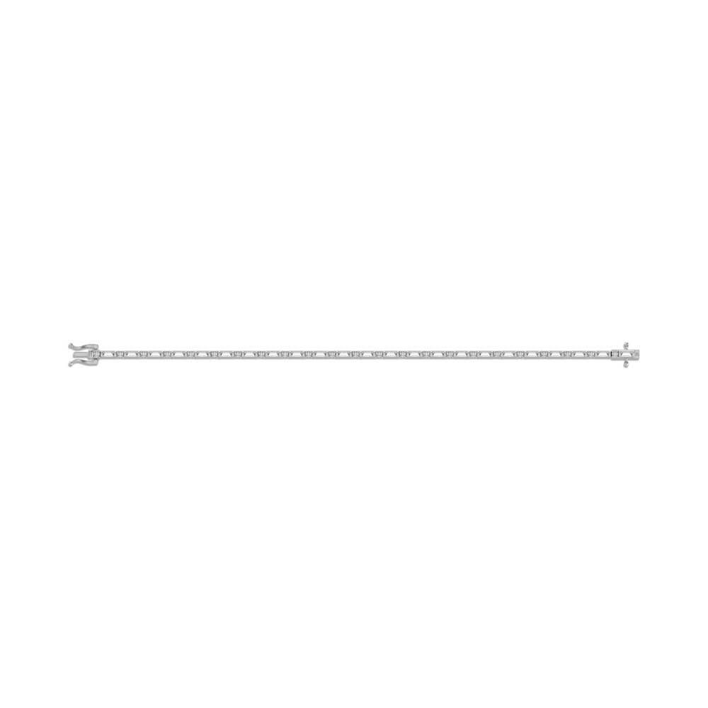 14K White Gold Round & Baguette Lab Grown Diamond 3 Ct.Tw. Tennis Bracelet