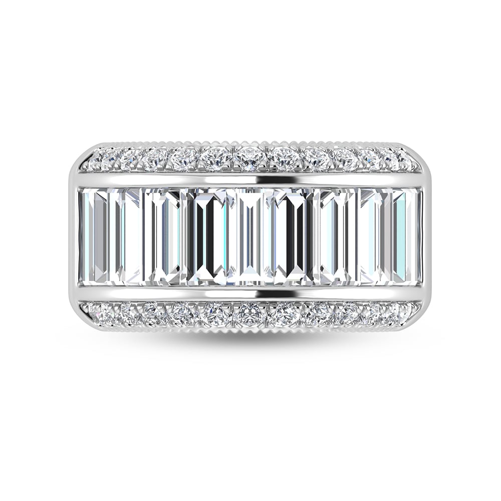 14K White Gold Round & Baguette Lab Grown Diamond 3 Ct.Tw. Wedding Band
