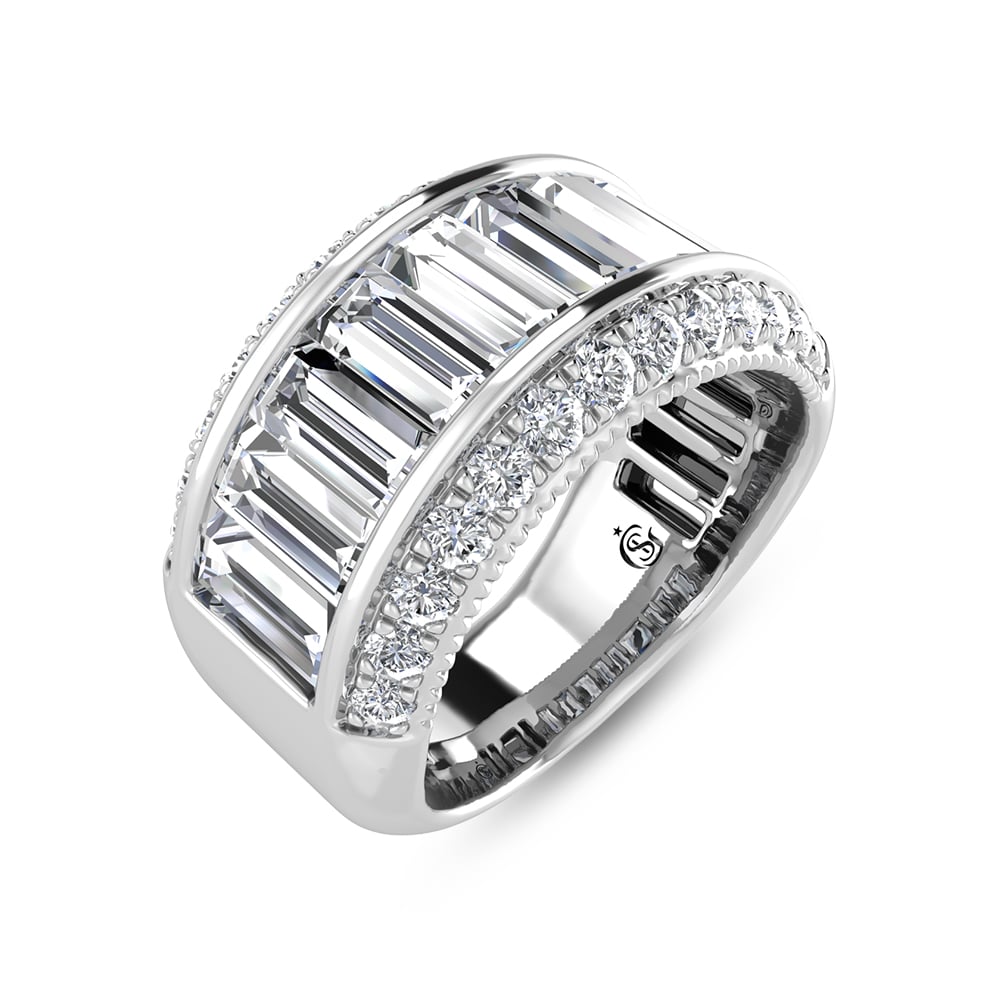 14K White Gold Round & Baguette Lab Grown Diamond 3 Ct.Tw. Wedding Band