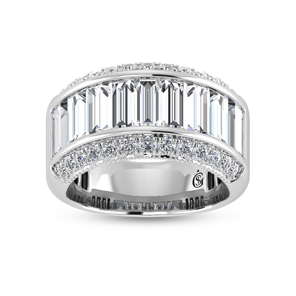 14K White Gold Round & Baguette Lab Grown Diamond 4 Ct.Tw. Wedding Band