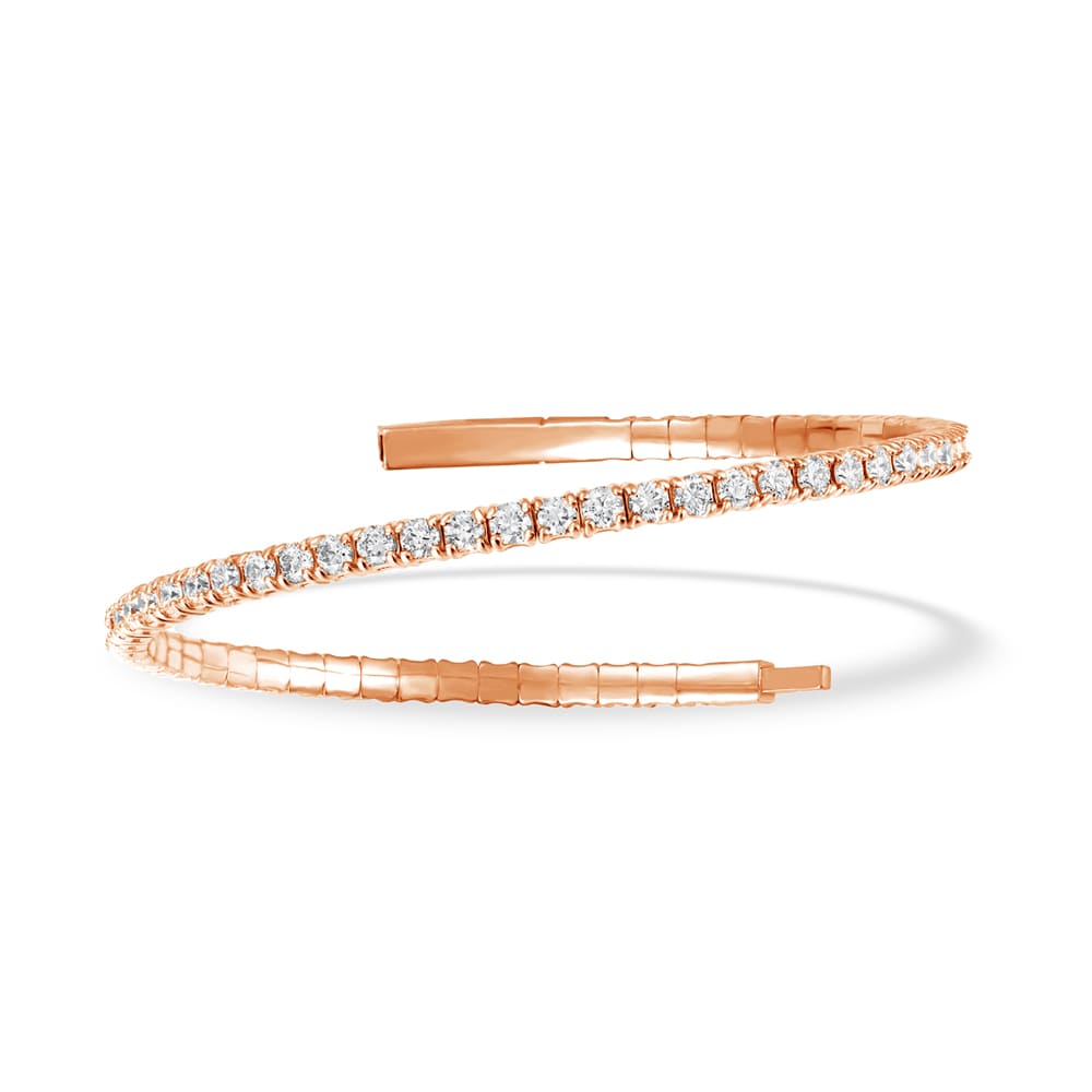 Lab Grown Diamond 2 1/4 Ct.Tw. Full Eternity Flexible Bangle in 14K Rose Gold (Size 6.75)