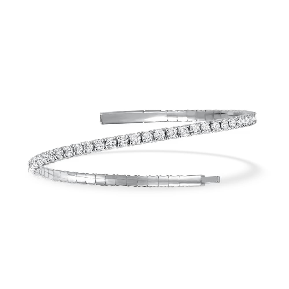 Lab Grown Diamond 3 Ct.Tw. Half Way Flexible Bangle in 14K White Gold (Size 6.75)
