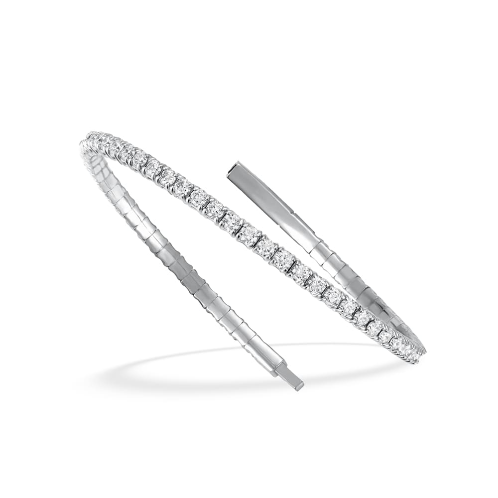 Lab Grown Diamond 3 Ct.Tw. Half Way Flexible Bangle in 14K White Gold (Size 6.75)