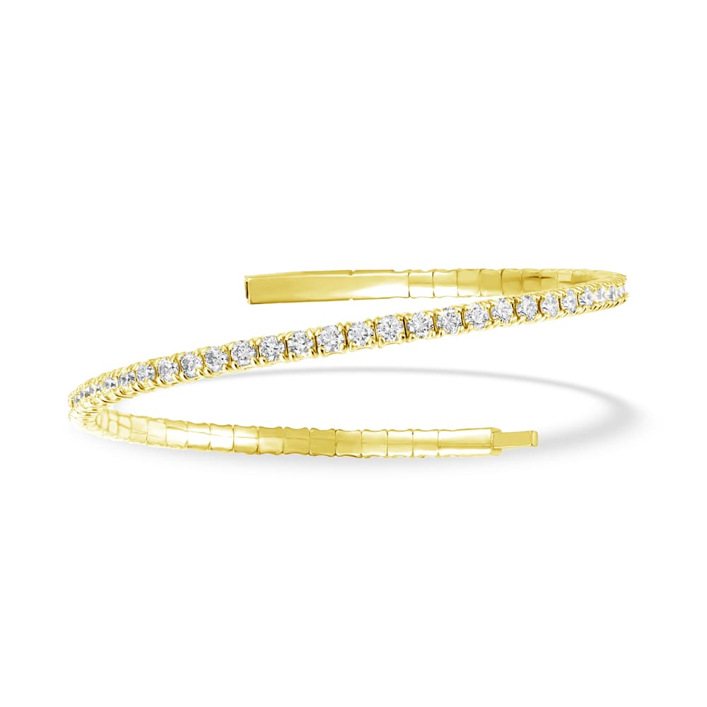 Lab Grown Diamond 3 Ct.Tw. Full Eternity Flexible Bangle in 14K Yellow Gold (Size 6.75)