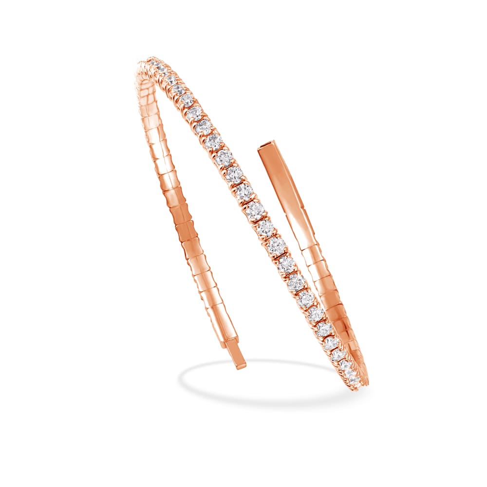 Lab Grown Diamond 4 Ct.Tw. Half Way Flexible Bangle in 14K Rose Gold (Size 6.75)