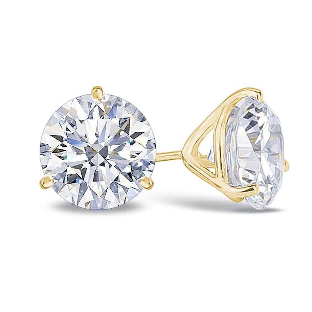 14K Yellow Gold Lab Grown Diamond 1/6 Ct.Tw. Starlab Certified VS F+ Martini Stud Earrings (Available in 0.15ct to 4ct)
