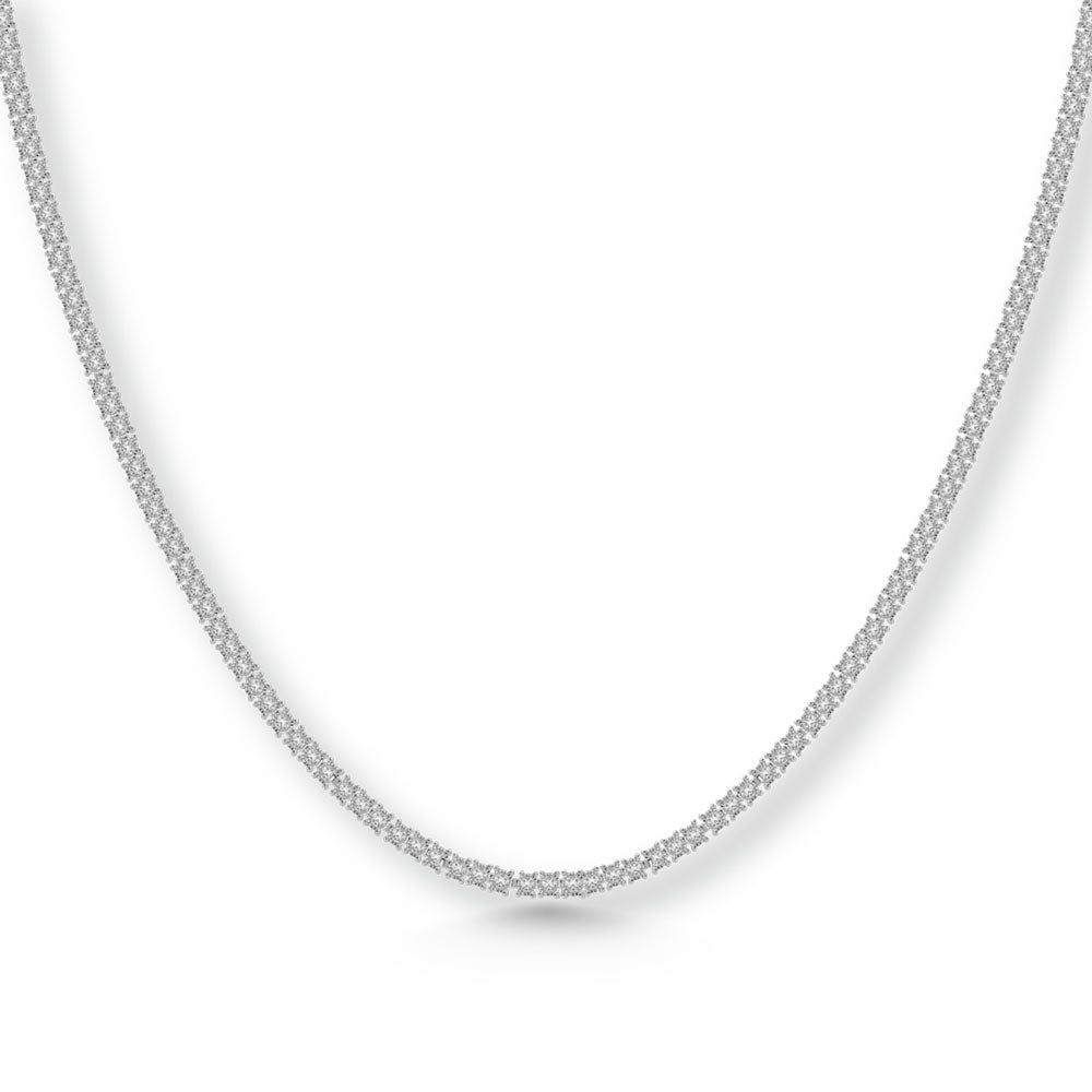 Sterling Silver Lab Grown Diamond 3 1/4 Ct.Tw. 4 Prong Illusion Necklace 22 Inch (10 CT Look)