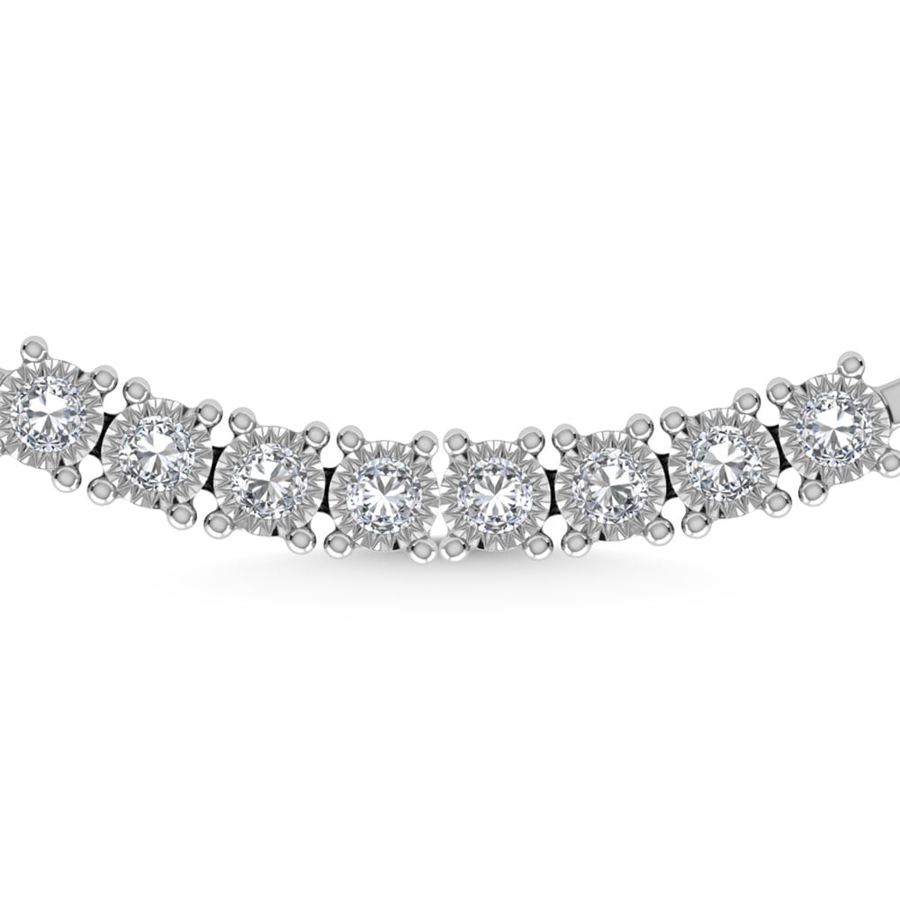 Sterling Silver Lab Grown Diamond 3 1/4 Ct.Tw. 4 Prong Illusion Necklace 22 Inch (10 CT Look)