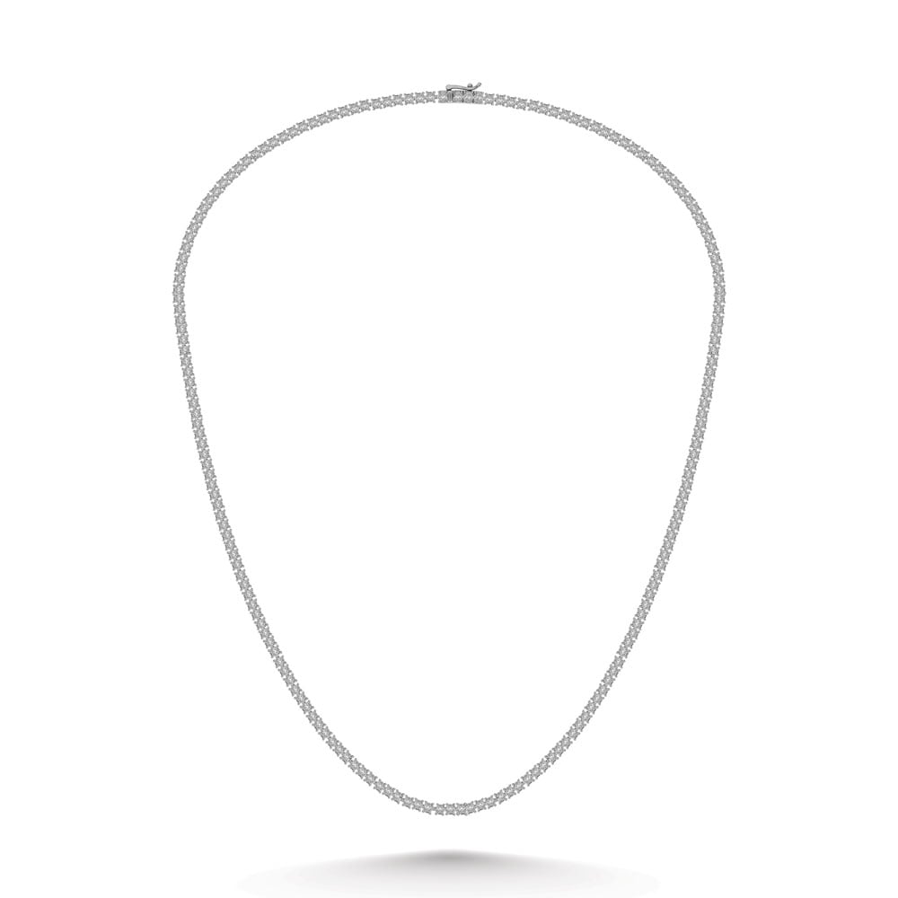 Sterling Silver Lab Grown Diamond 5 1/6 Ct.Tw. 4 Prong Illusion Necklace 18 Inch (15 CT Look)