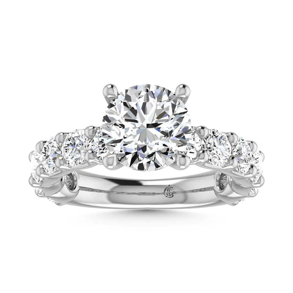 14K White Gold Diamond 4 1/10 Ct.Tw. Round Shape Three Forth Engagement Ring (IGI Certified Center 2CT)