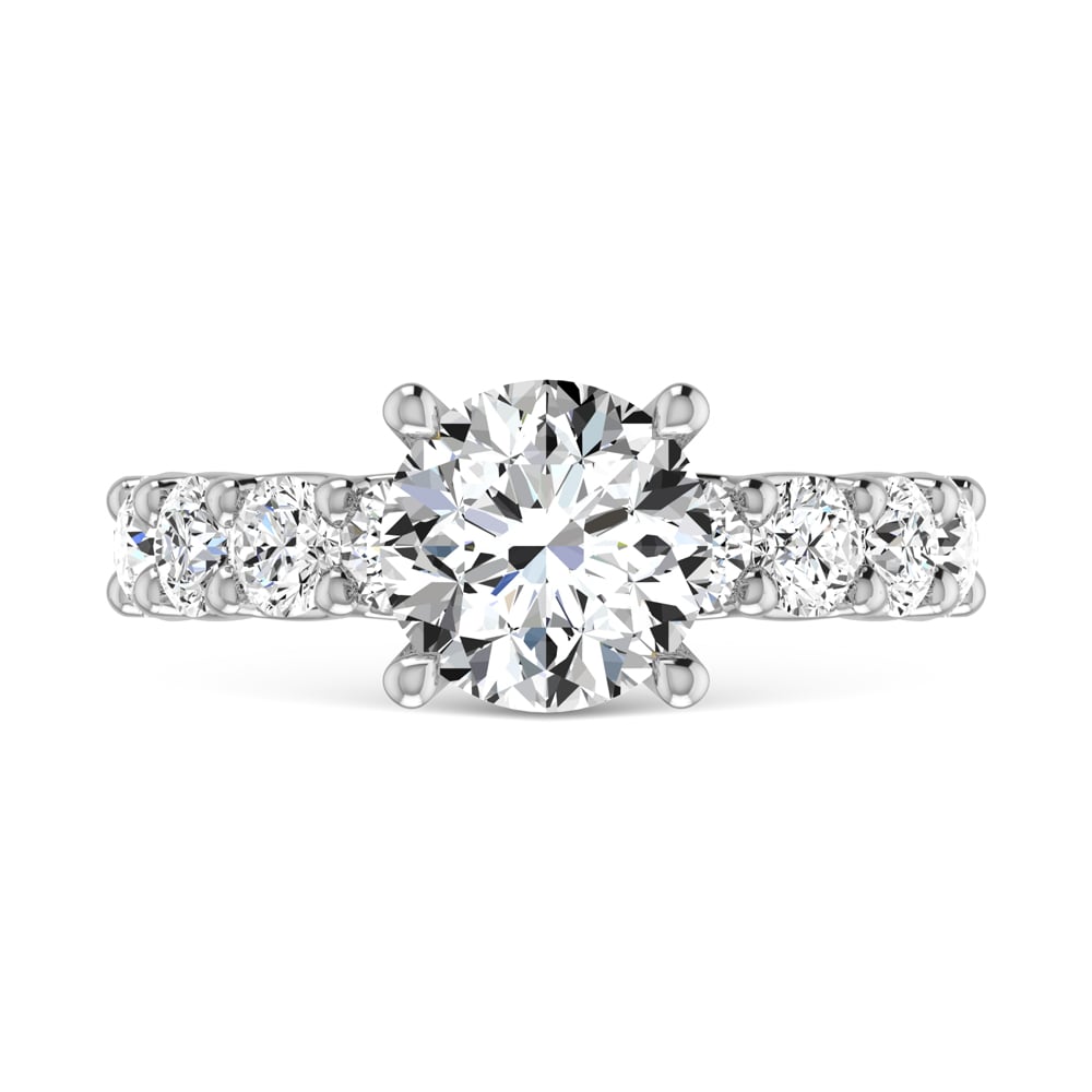 14K White Gold Diamond 4 1/10 Ct.Tw. Round Shape Three Forth Engagement Ring (IGI Certified Center 2CT)