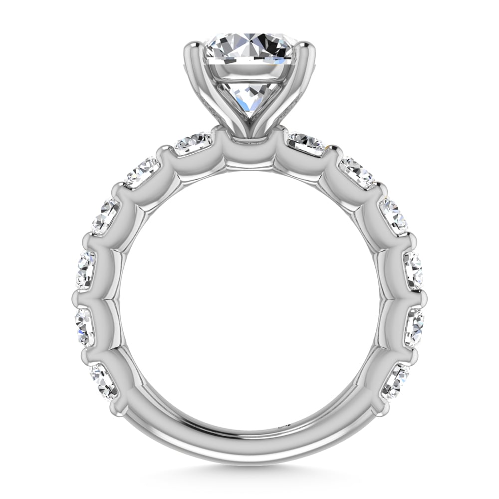 14K White Gold Lab Grown Diamond  5 3/8 Ct.Tw. Round Shape Three Forth Engagement Ring (IGI Certified Center 3CT)