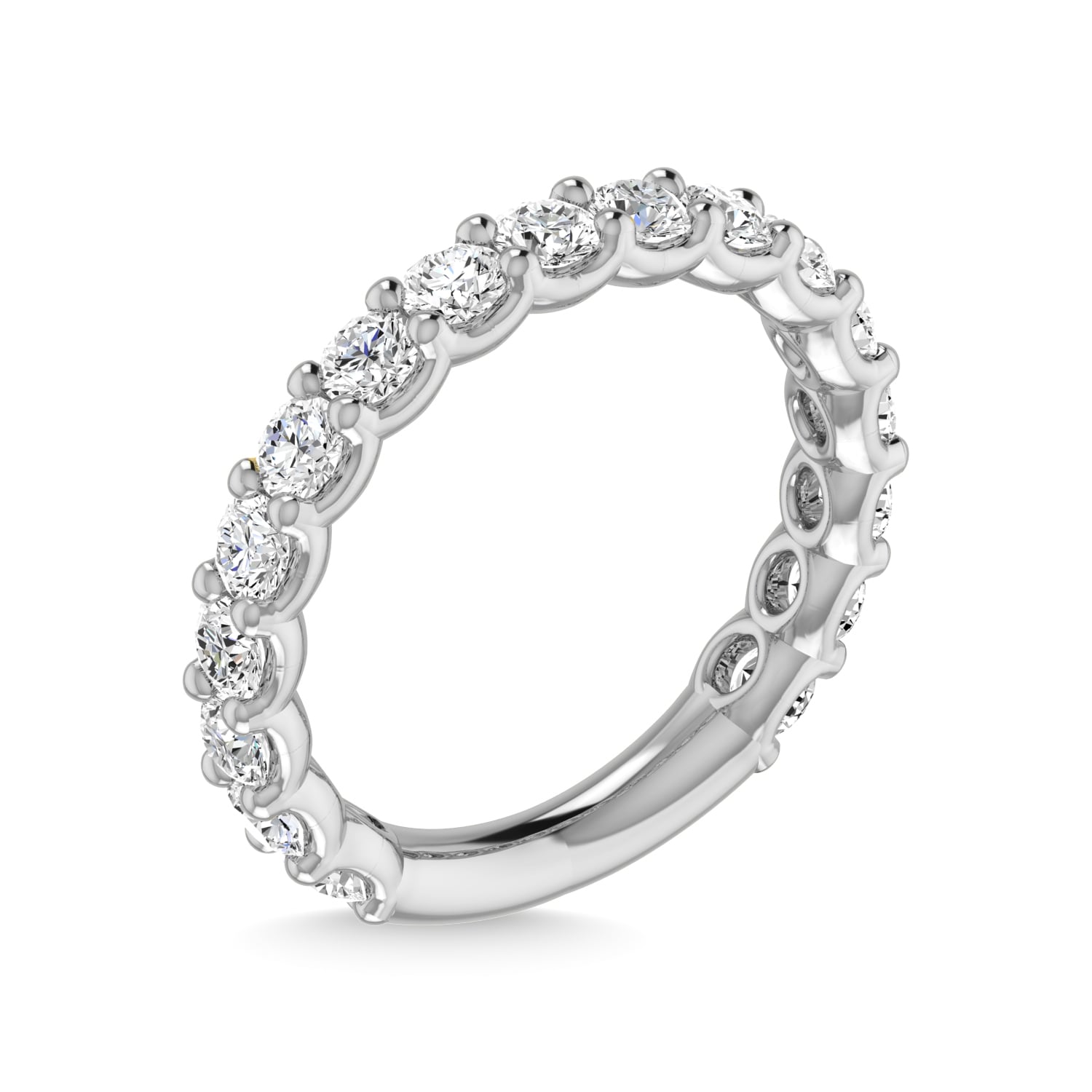 14K White Gold Lab Grown Diamond 2 1/4 Ct.Tw. Round Shape Three Fourth Way Wedding Band