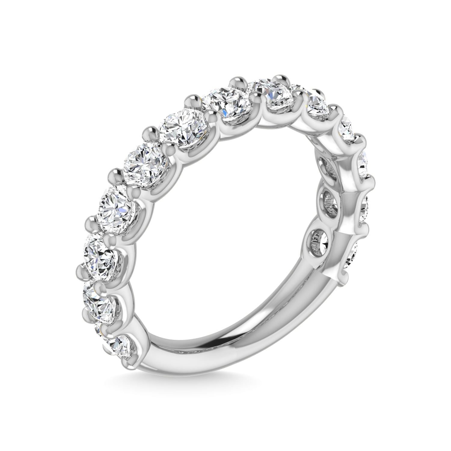 14K White Gold Lab Grown Diamond 3 5/8 Ct.Tw. Round Shape Three Fourth Way Wedding Band