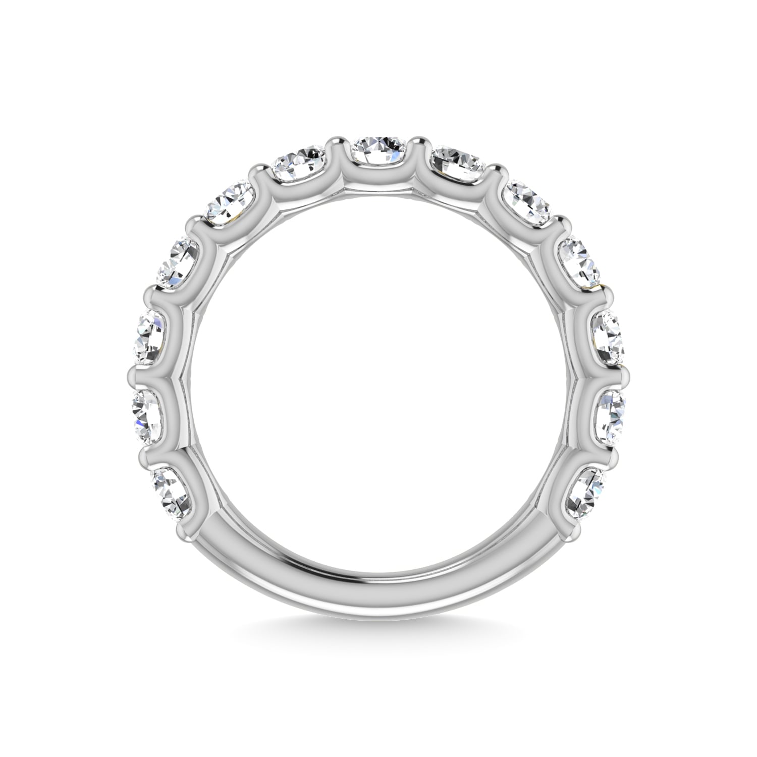 14K White Gold Lab Grown Diamond 3 5/8 Ct.Tw. Round Shape Three Fourth Way Wedding Band